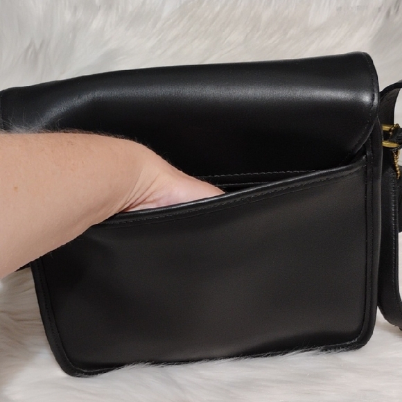 SALE! Coach Vintage 9092 Tribeca Black Leather Flap Shoulder Bag & Hangtag - Picture 7 of 17